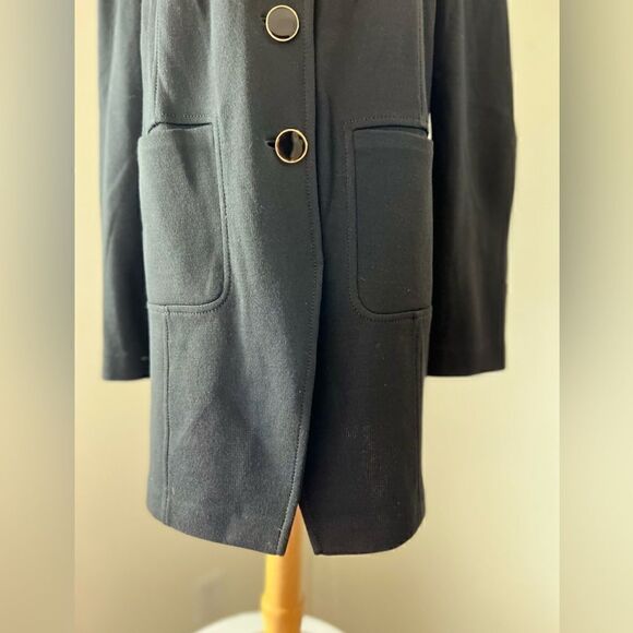ST JOHN WOOL BLACK LONG JACKET COVER UP SIZE 12 - Picture 3 of 9